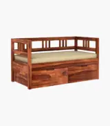 Houdson Sheesham Wood Diwan Bed with Drawer Storage (Honey Finish) - Image 5