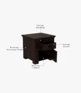 Arolph Sheesham Wood Bedside Table with Drawer Storage (Walnut Finish) - Image 4