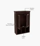 Shyea Sheesham Wood Wall Mounted Bathroom Cabinet (Walnut Finish) - Image 5