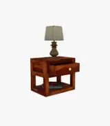 Walkin Sheesham Wood Bedside Table with Drawer Storage (Honey Finish) - Image 5