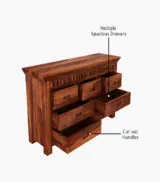 Arolph Sheesham Wood Chest Of Drawers (Honey Finish) - Image 5