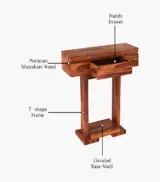 Tolkar Sheesham Wood Console Table with Drawer Storage (Honey Finish) - Image 5