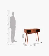 Lyntain Sheesham Wood Console Table Drawer and Open Storage (Honey Finish) - Image 5