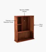 Vwing Sheesham Wood Wall Mounted Bathroom Cabinet (Honey Finish) - Image 5