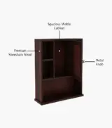 Vwing Sheesham Wood Wall Mounted Bathroom Cabinet (Walnut Finish) - Image 5