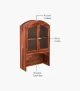 Mendrix Sheesham Wood Wall Mounted Bathroom Cabinet (Honey Finish) - Image 5