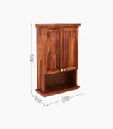 Froey Sheesham Wood Wall Mounted Bathroom Cabinet (Honey Finish) - Image 5