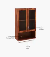 Tavies Sheesham Wood Wall Mounted Bathroom Cabinet (Honey Finish) - Image 5