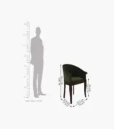 Crctic Sheesham Wood Frame with Cushioned Velvet Seating Arm Chair (Olive Green with Walnut Finish) - Image 5