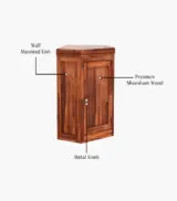 Ordom Sheesham Wood Corner Wall Mounted Kitchen Rack (Honey Finish) - Image 5