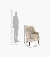 Edoree Sheesham Wood Frame with Cushioned Velvet Seating Arm Chair (Magnolia Beige with Walnut Finish) - Image 5