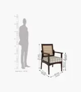 Lawanya Sheesham Wood Frame with Cushioned Velvet Seating Arm Chair (Walnut Finish) - Image 5