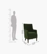 Edoree Sheesham Wood Frame with Cushioned Velvet Seating Arm Chair (Olive Green with Walnut Finish) - Image 5