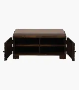 Syena Sheesham Wood Shoe Rack with Cushion Seating (Honey Oak Finish) - Image 5