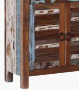 Arzealia Reclaimed Wood Shoe Cabinet (Two Tone Blue Finish) - Image 5