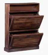 Zoist Solid Mango Wood Tilt Out Shoe Rack (Provincial Teak Finish) - Image 5