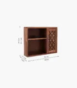 Clambrey Sheesham Wood Wall Shelf with Open and Close Storage (Honey Finish) - Image 5
