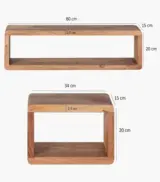 Mailaix Acacia Wood Set of 3 Wall Shelves with Open Storage (Acacia Varnished) - Image 4