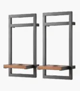 Mainster Acacia Wood with Metal Frame Set of 3 Wall Shelves (Acacia Finish) - Image 5