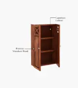Usparza Sheesham Wood Wall Mounted Bathroom Cabinet (Honey Finish) - Image 6