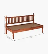 Taurac Sheesham Wood Diwan Bed (Honey Finish) - Image 5