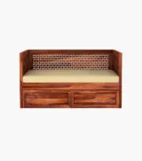 Angolica Sheesham Wood Diwan Bed with Drawer Storage (Honey Finish) - Image 5