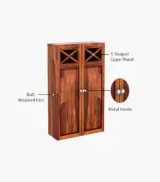 Usparza Sheesham Wood Wall Mounted Kitchen Rack (Honey Finish) - Image 6
