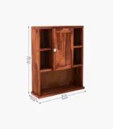 Cluevas Sheesham Wood Wall Mounted Bathroom Cabinet (Honey Finish) - Image 4