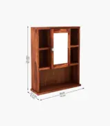 Vwing Sheesham Wood Wall Mounted Bathroom Cabinet (Honey Finish) - Image 6