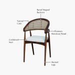 Alexia Curved Arm Chair with Cane (Honey Finish) - Image 6