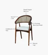 Alesia Sheesham Wood Frame with Cushioned Velvet Seating Arm Chair (Honey Finish) - Image 6