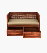 Angolica Sheesham Wood Diwan Bed with Drawer Storage (Honey Finish) - Image 6