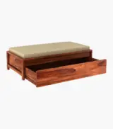 Madoc Sheesham Wood Diwan Bed with Drawer Storage (Honey Finish) - Image 6