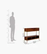 Freezia Sheesham Wood with Metal Frame Console Table with Drawer and Open Storage (Honey Finish) - Image 6