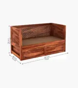 Angolica Sheesham Wood Diwan Bed with Drawer Storage (Honey Finish) - Image 7