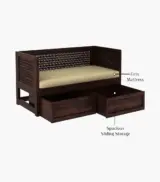 Angolica Sheesham Wood Diwan Bed with Drawer Storage (Walnut Finish) - Image 7