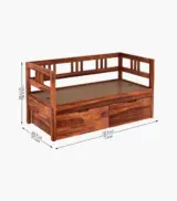 Houdson Sheesham Wood Diwan Bed with Drawer Storage (Honey Finish) - Image 7