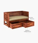 Angolica Sheesham Wood Diwan Bed with Drawer Storage (Honey Finish) - Image 8