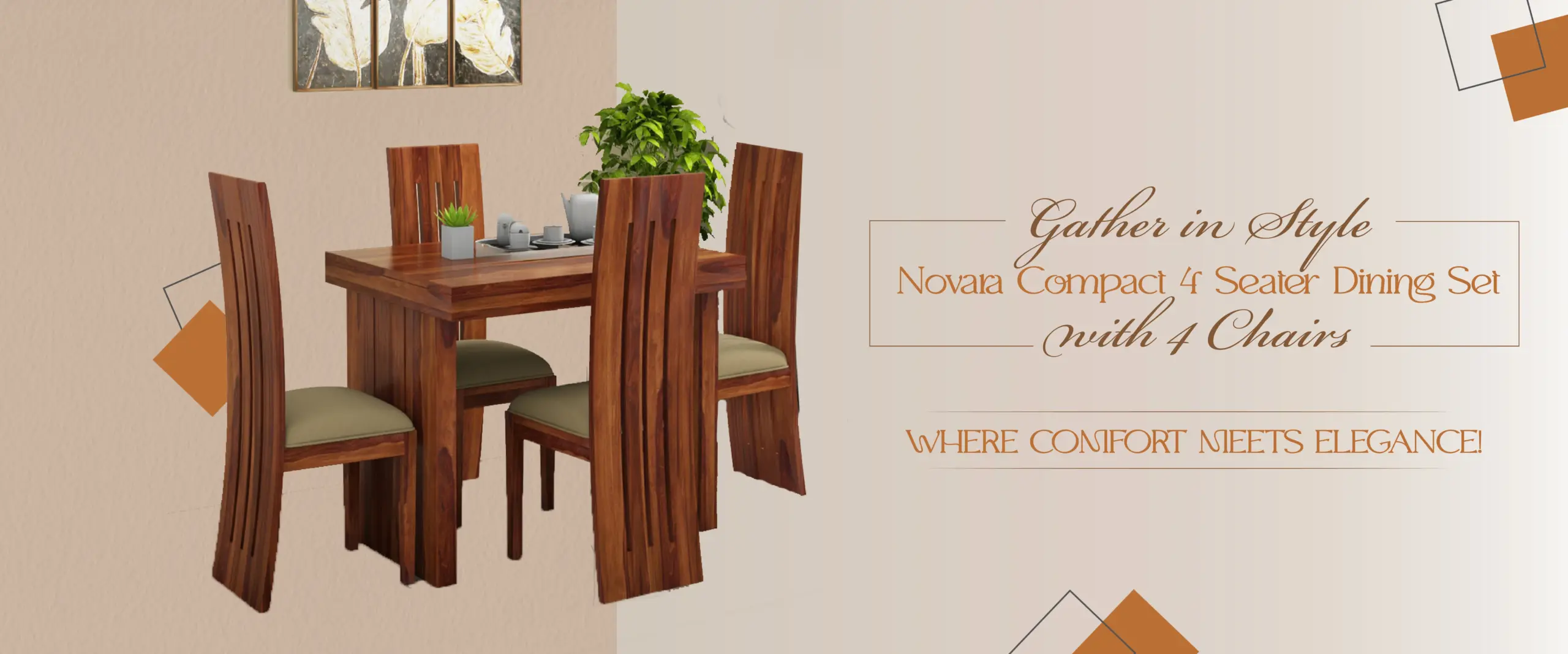 Elegant dining table set with chairs – dining room furniture banner