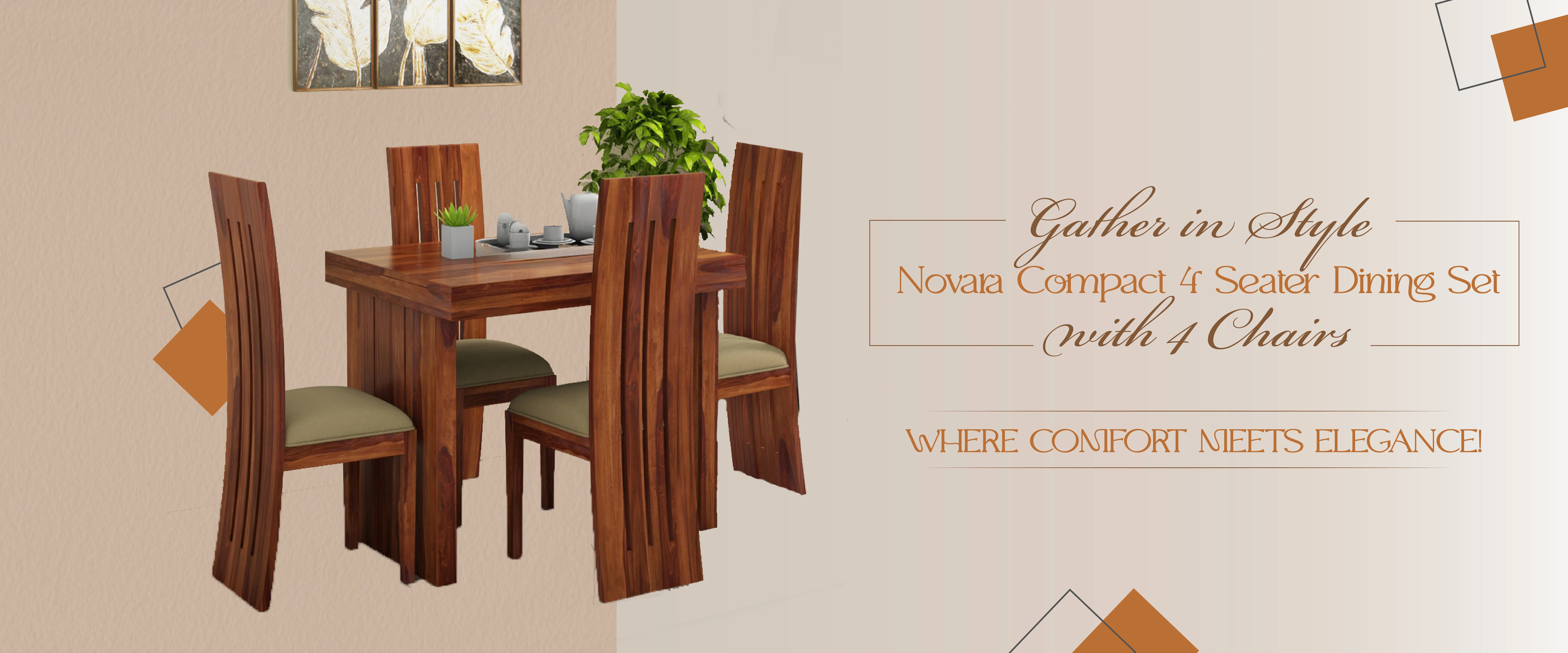Elegant dining table set with chairs – dining room furniture banner