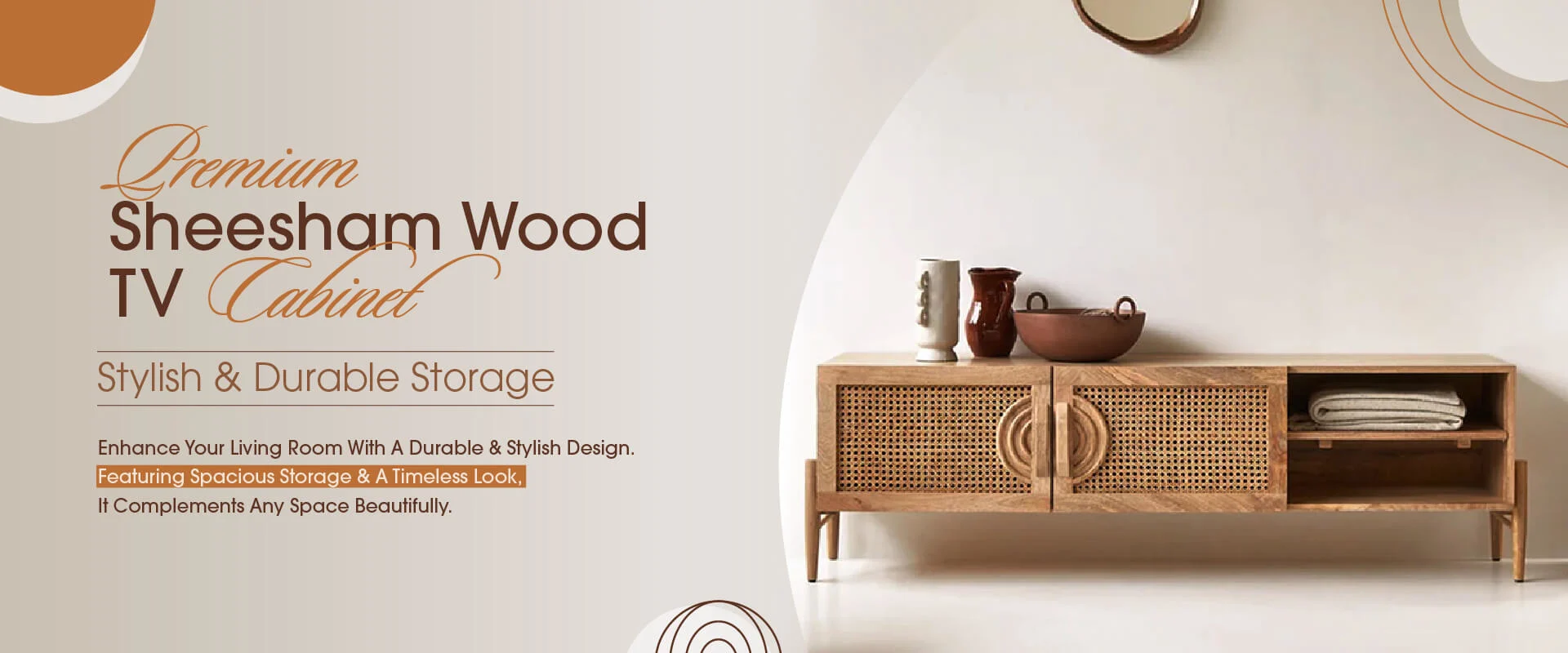 Contemporary wooden TV cabinet with storage – living room furniture