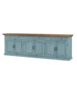 Bluish Solid Wood Extra Long Buffet Sideboard and Cabinet In 3 Piece (Two Tone Blue) - Image 5