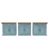 Bluish Solid Wood Extra Long Buffet Sideboard and Cabinet In 3 Piece (Two Tone Blue) - Image 6