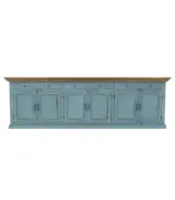Bluish Solid Wood Extra Long Buffet Sideboard and Cabinet In 3 Piece (Two Tone Blue) - Image 7