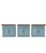 Bluish Solid Wood Extra Long Buffet Sideboard and Cabinet In 3 Piece (Two Tone Blue) - Image 8