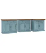 Bluish Solid Wood Extra Long Buffet Sideboard and Cabinet In 3 Piece (Two Tone Blue) - Image 2