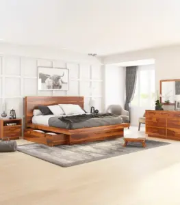 Dracton Solid Wood 4 Piece Storage Bedroom Set (Honey Finish)