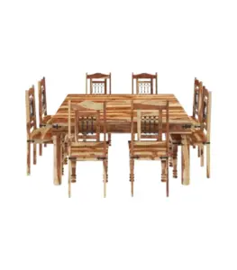Feorius Solid Wood 8 Seater Dining Table Set Natural Finish 02