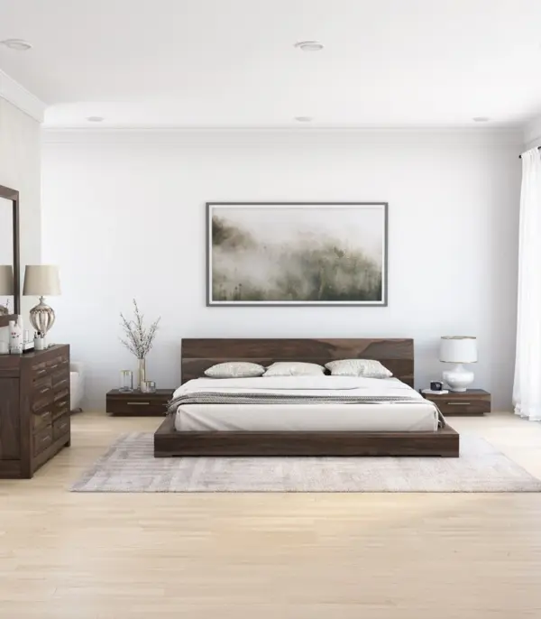 Piera Solid Wood 4 Piece Storage Bedroom Set (Walnut Finish)