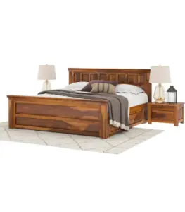 Simphny Solid Sheesham Wood 4 Piece Storage Bedroom Set Natural Finish 02